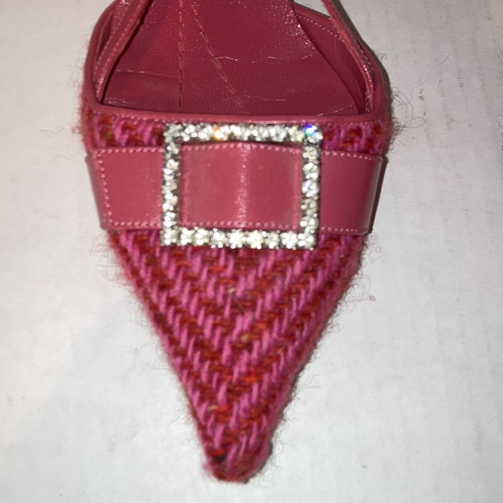 KATE SPADE Pink Tweed Kitten Slingback Size 6 1/2 - Picture 7 of 16